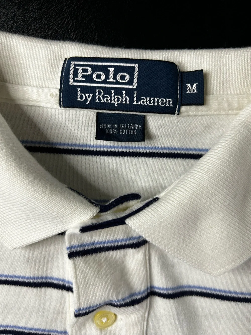 Ralph Lauren White Polo with Navy Thin Stripes